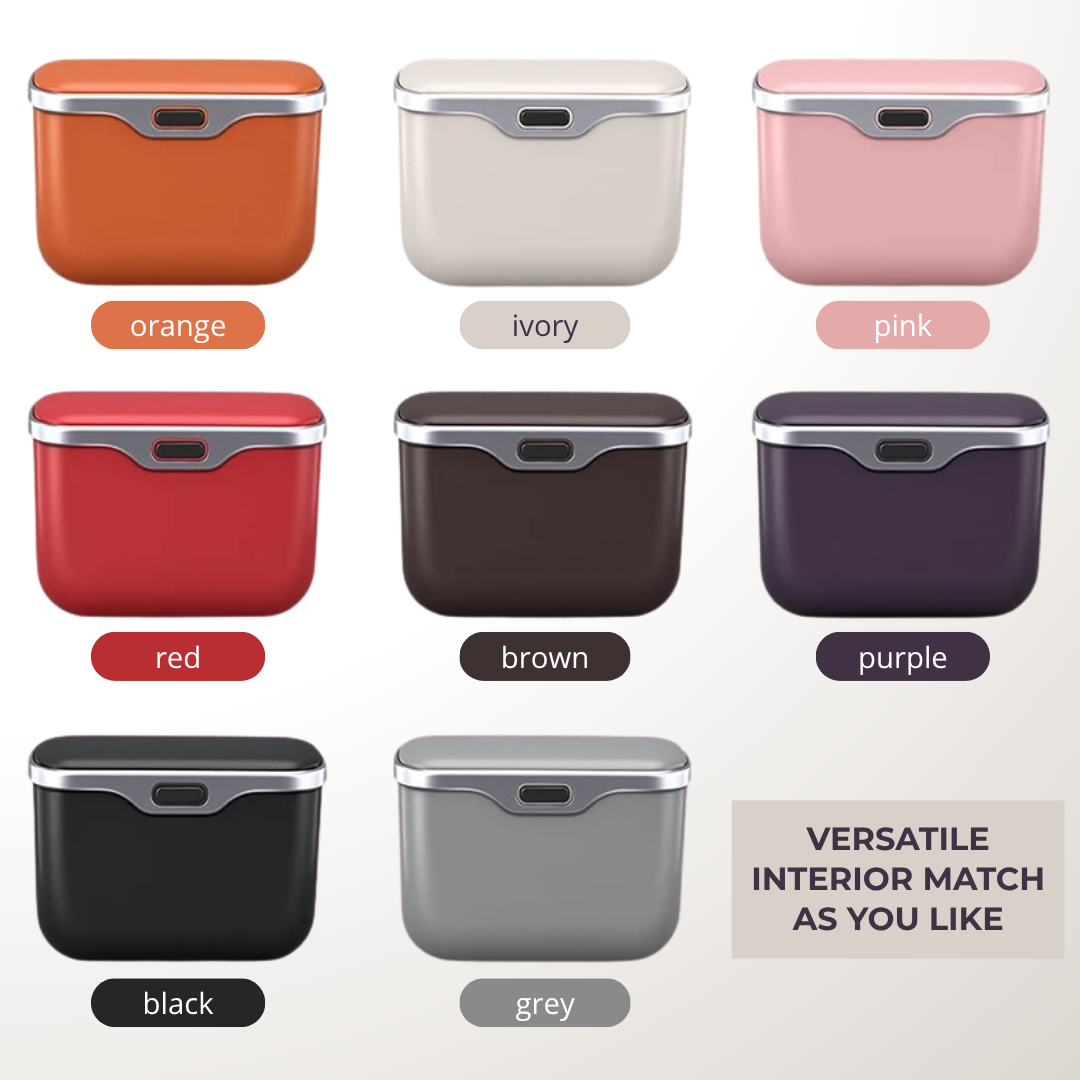 Car Trash Can with Lid – Hanging Storage Bin for Car Interior