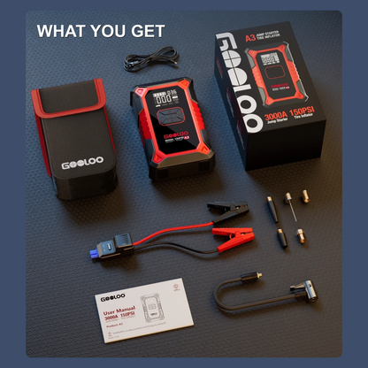 GOOLOO A3 Portable Jump Starter & Air Compressor 3000A