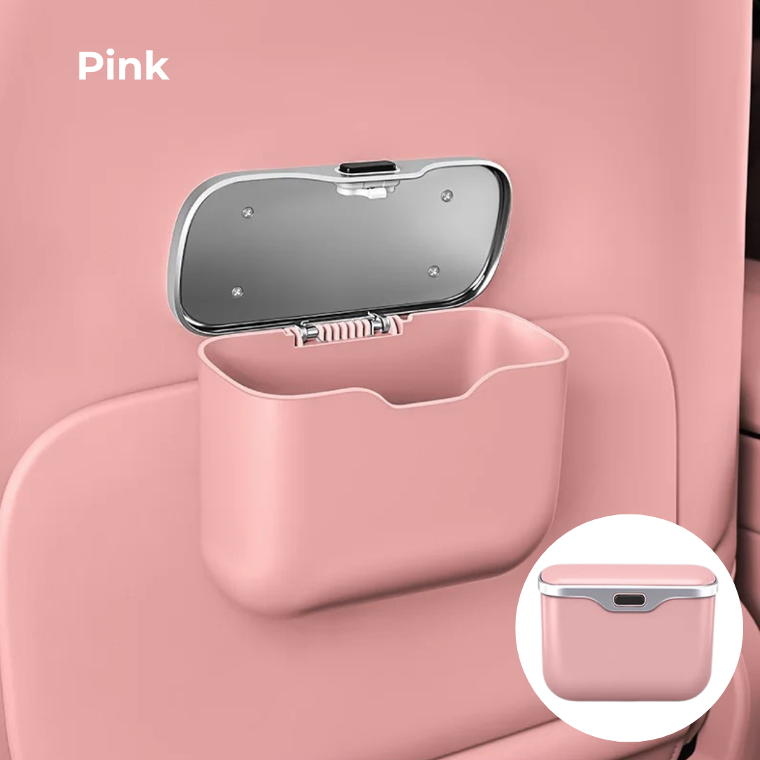 Car Trash Can with Lid – Hanging Storage Bin for Car Interior