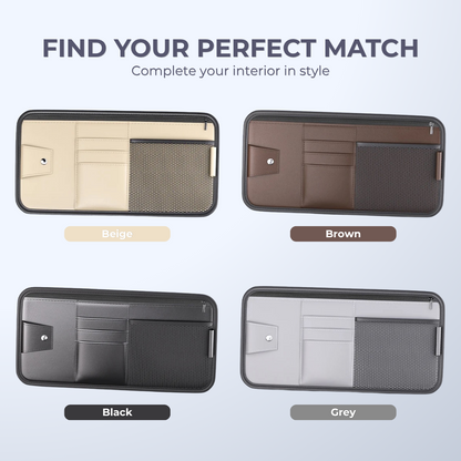 Car Sun Visor Organizer – Leather Storage Pocket for Essentials