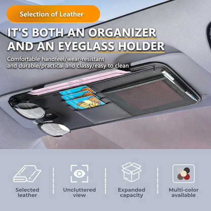 Car Sun Visor Organizer – Leather Storage Pocket for Essentials