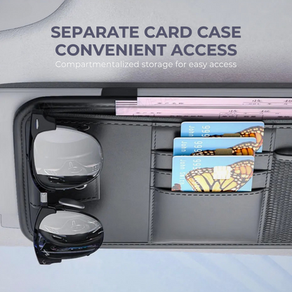 Car Sun Visor Organizer – Leather Storage Pocket for Essentials