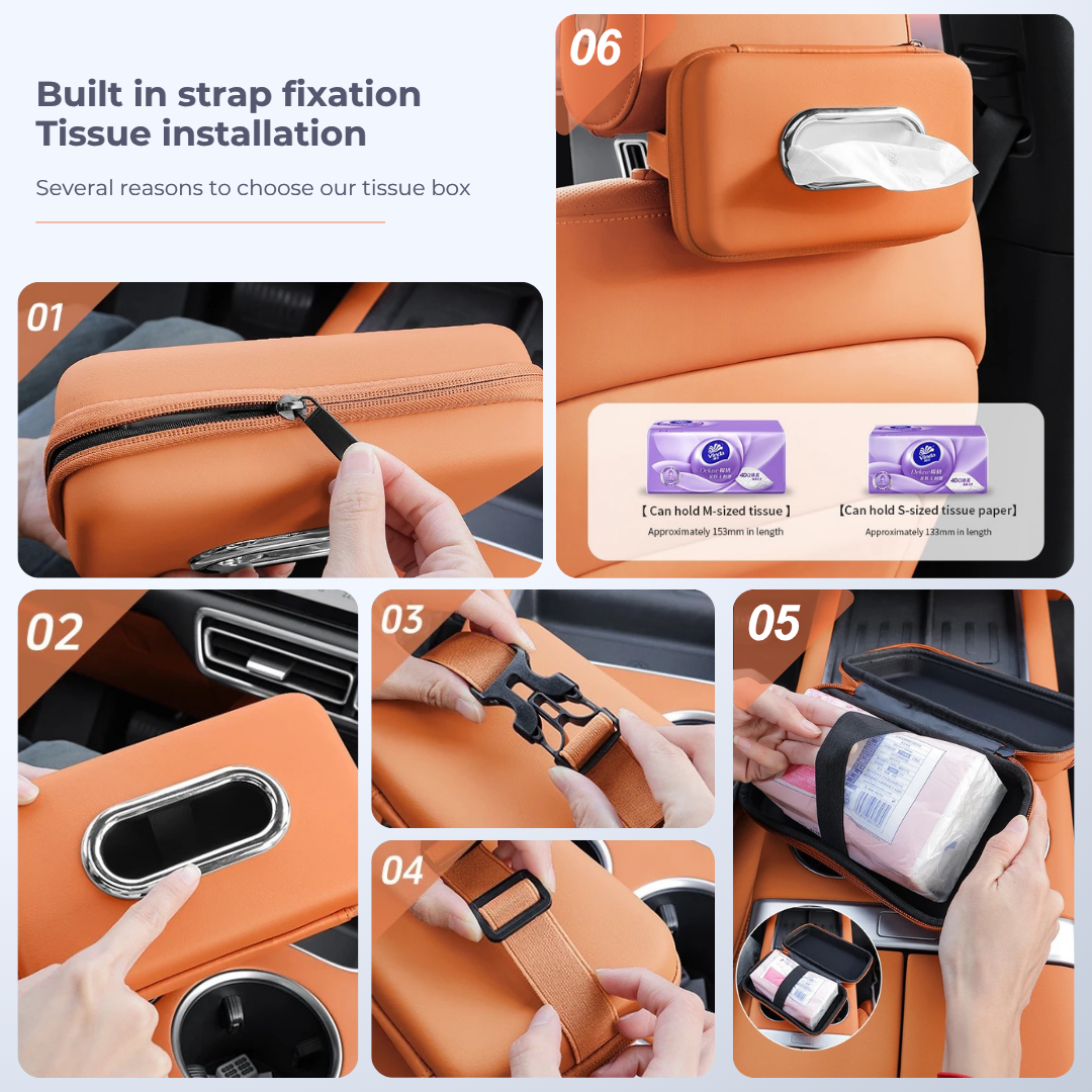 Car Tissue Box Holder – Multifunctional Sun Visor & Armrest Storage