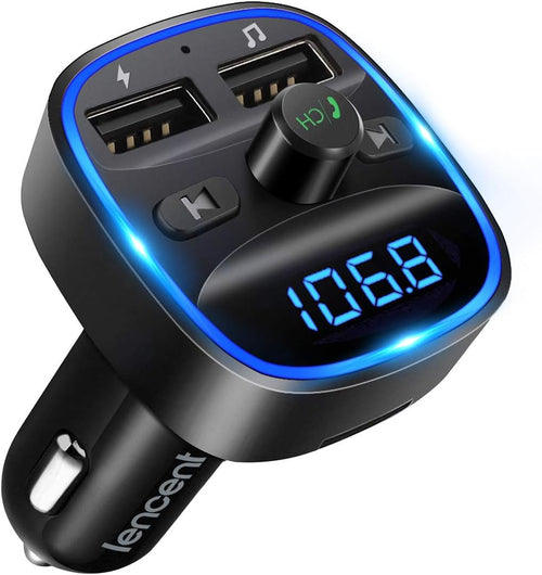 LENCENT Bluetooth FM Transmitter Wireless Radio Adapter Car Kit with Dual USB Charging Car Charger MP3 Player Support TF Card