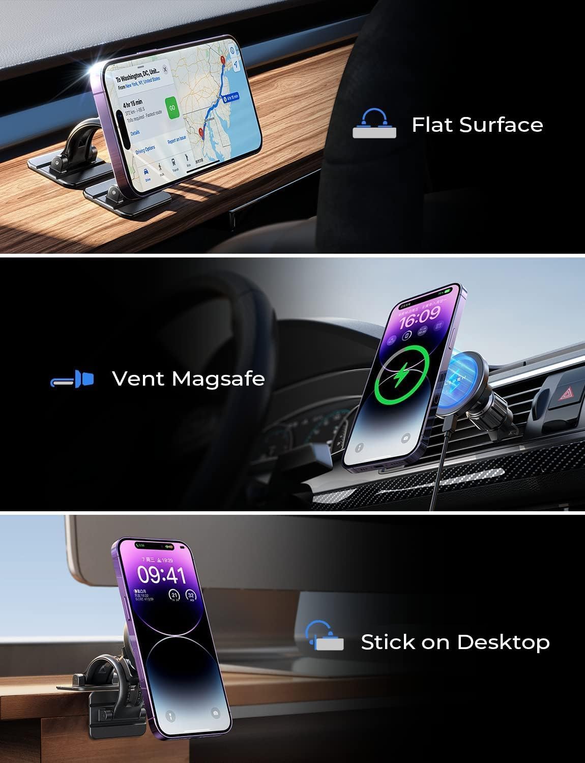 For MagSafe Car Mount Charger, 15W Magnetic Wireless Car Charger,Universal Car Wireless Charger Mount for iPhone 17/16/15/14/13