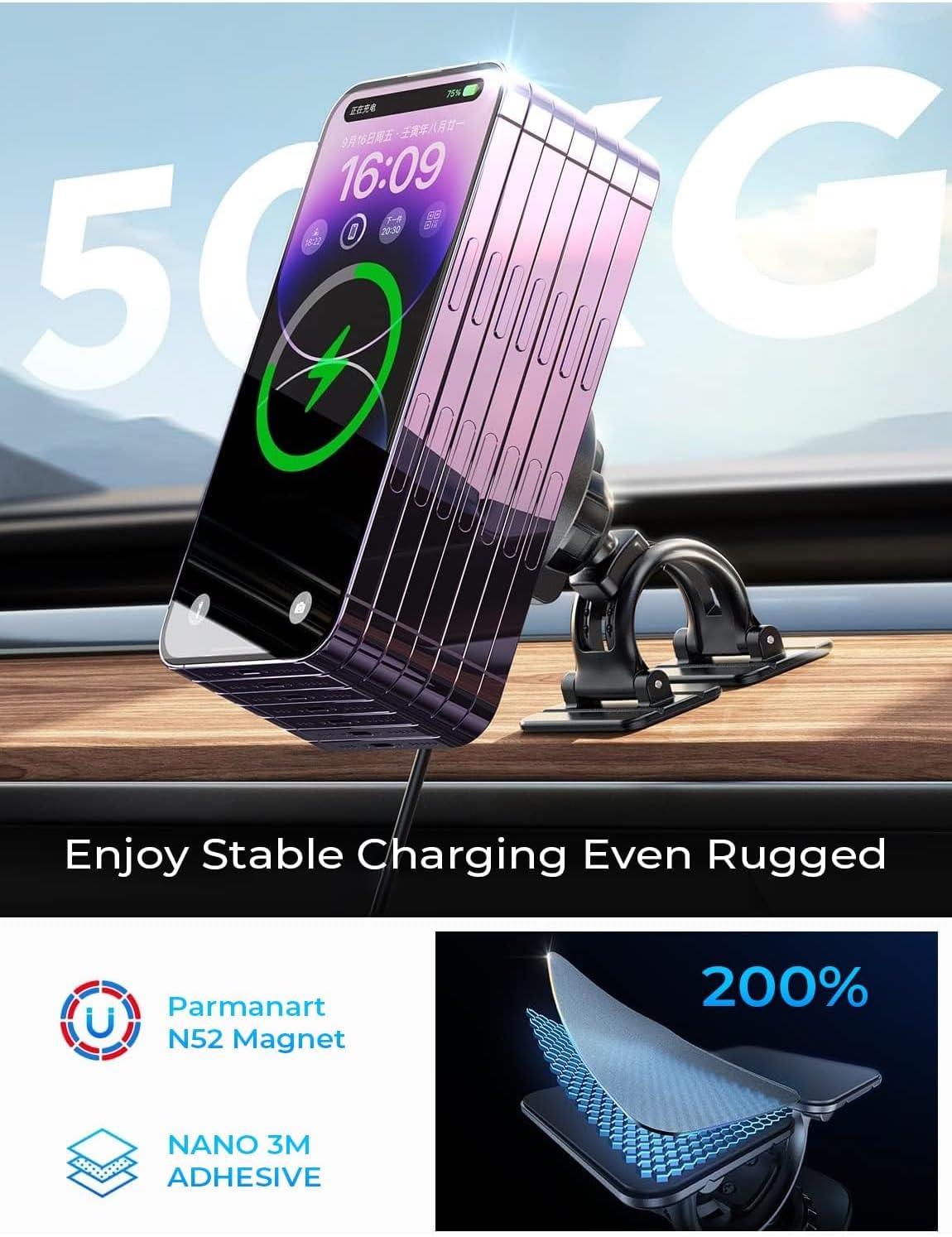 For MagSafe Car Mount Charger, 15W Magnetic Wireless Car Charger,Universal Car Wireless Charger Mount for iPhone 17/16/15/14/13