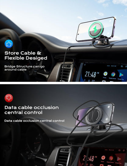 For MagSafe Car Mount Charger, 15W Magnetic Wireless Car Charger,Universal Car Wireless Charger Mount for iPhone 17/16/15/14/13