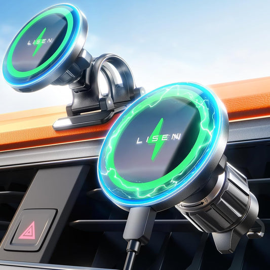 For MagSafe Car Mount Charger, 15W Magnetic Wireless Car Charger,Universal Car Wireless Charger Mount for iPhone 17/16/15/14/13