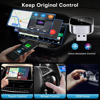 Wireless CarPlay & Android Auto Dongle, Fast Auto-Connect, Compact Plug & Play for iPhone/Android, USB/USB-C, No Delay