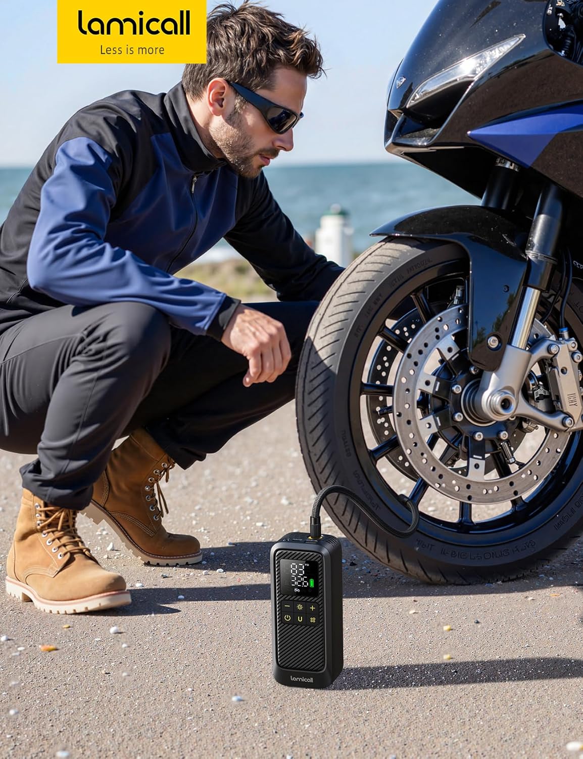 Portable Air Compressor with Digital Pressure Gauge Air Pump Electric Bike Tire Pump for Car Motorcycle Bicycle Balls and More