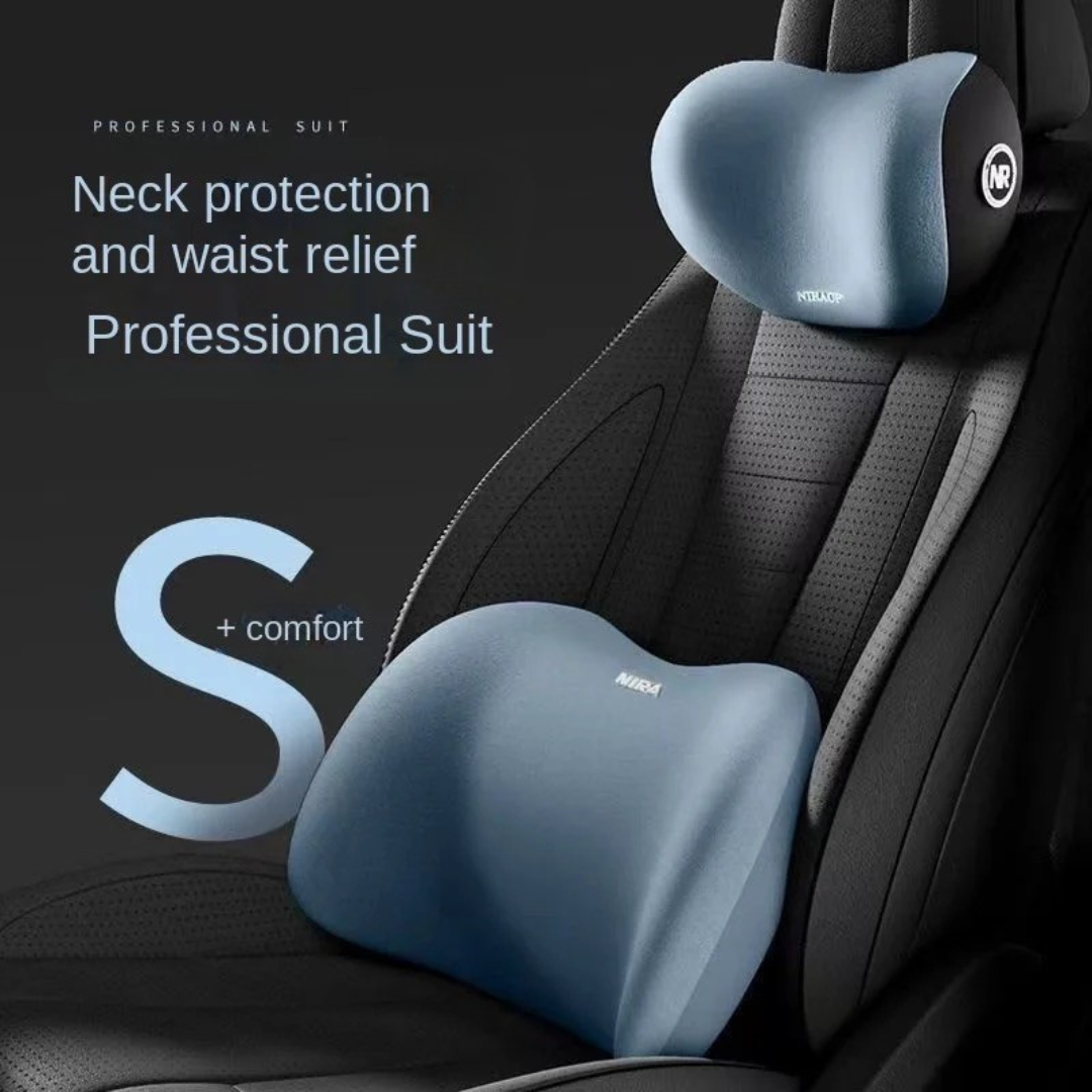 Ergonomic Car Neck & Lumbar Support Cushion Set