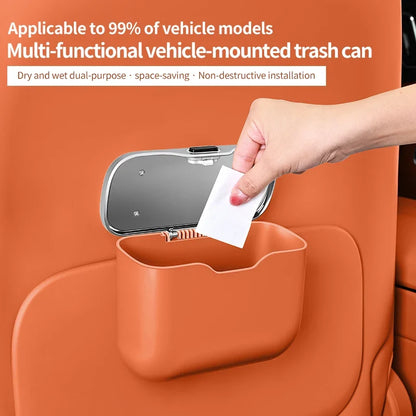 Car Trash Can with Lid – Hanging Storage Bin for Car Interior