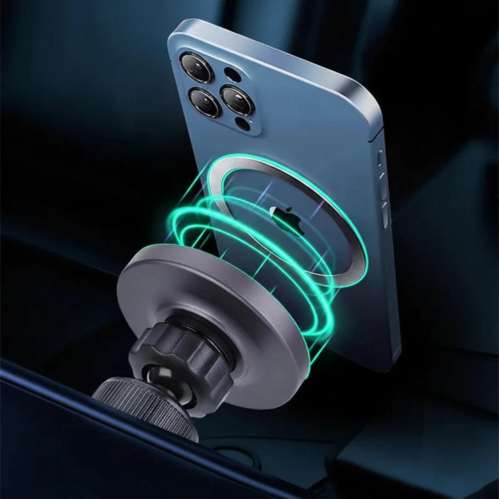 15W Magnetic Car Charger – MagSafe Dashboard Mount with LED