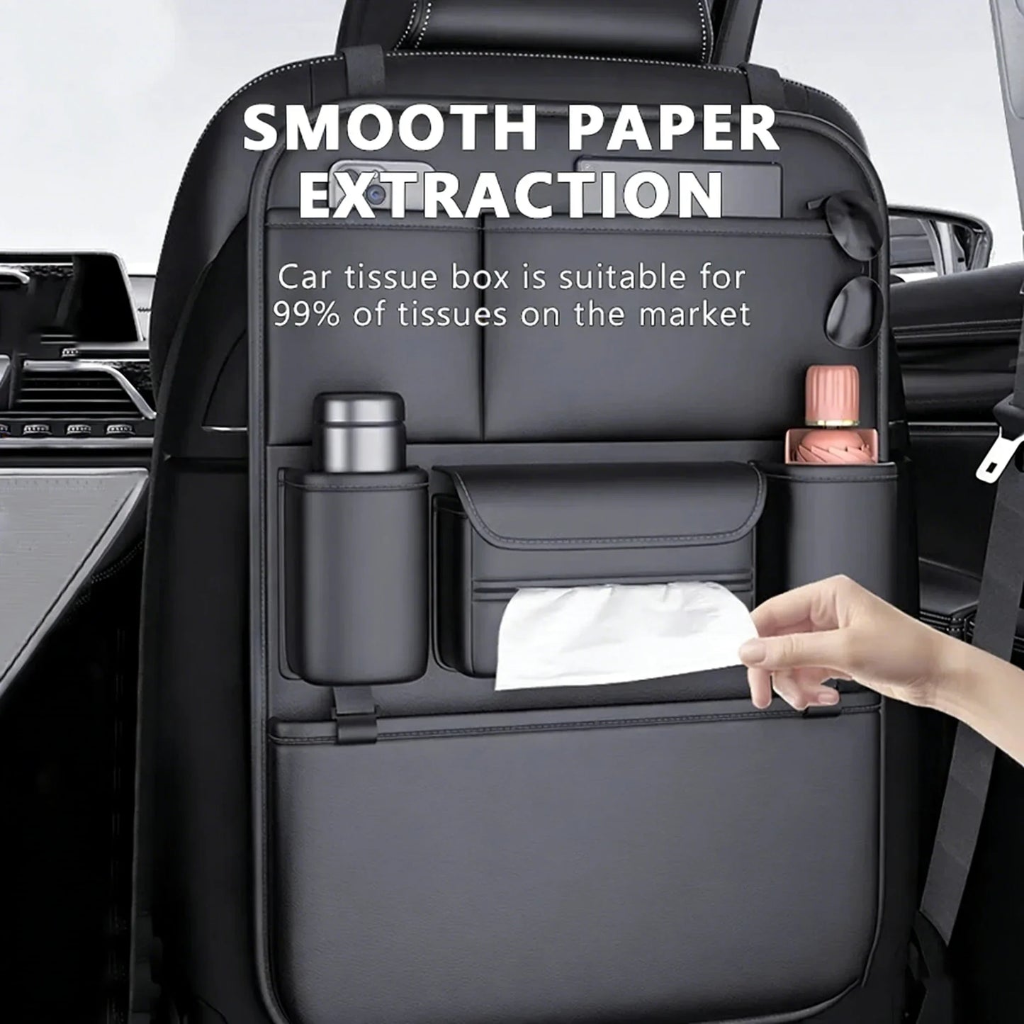 Car Seat Back Organizer – 6-Pocket Waterproof Storage Bag