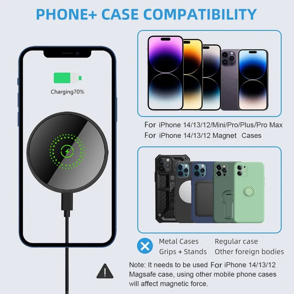 Magnetic Wireless Car Charger Mount – 15W/30W MagSafe