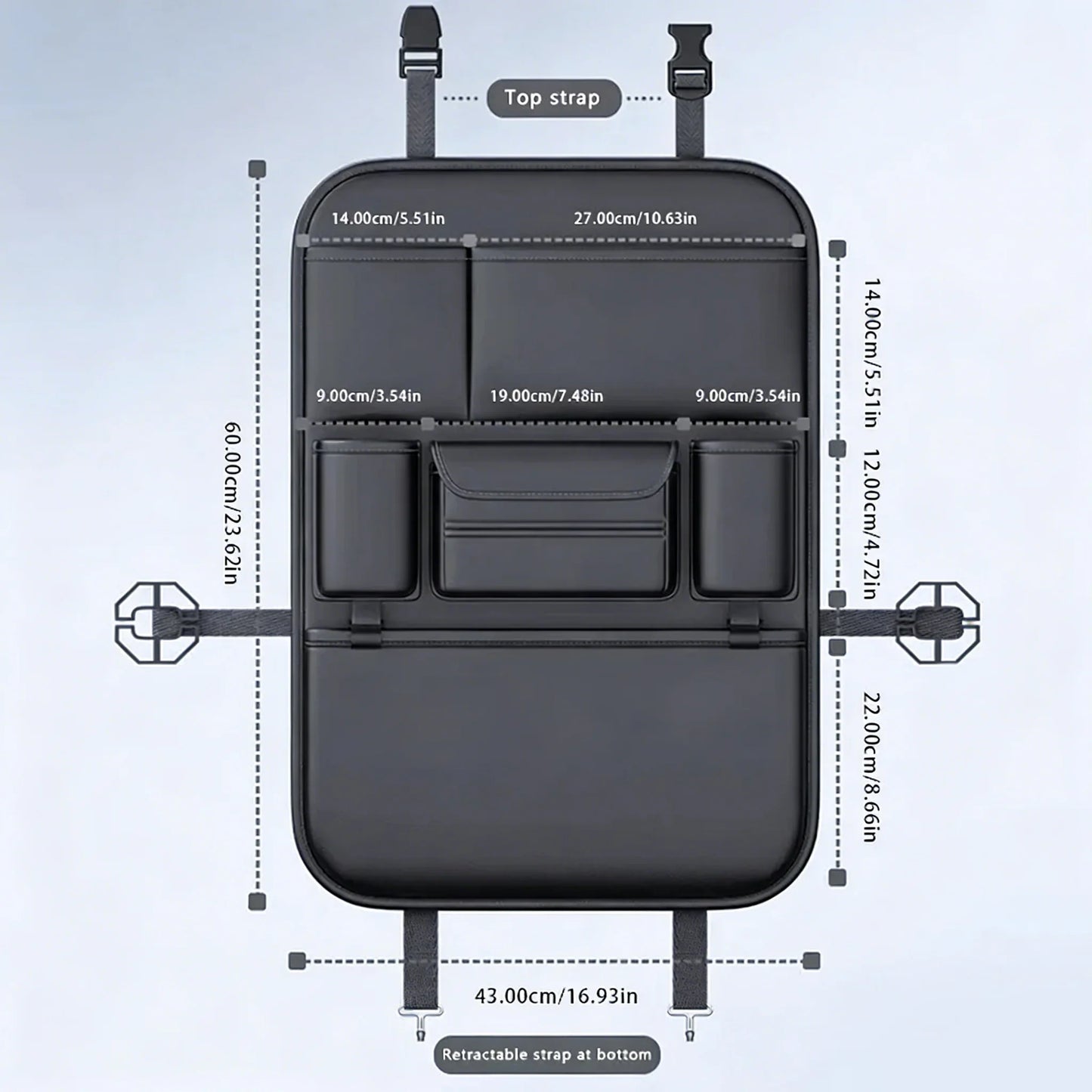 Car Seat Back Organizer – 6-Pocket Waterproof Storage Bag