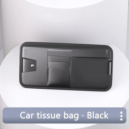 Car Sun Visor Organizer – Leather Storage Pocket for Essentials