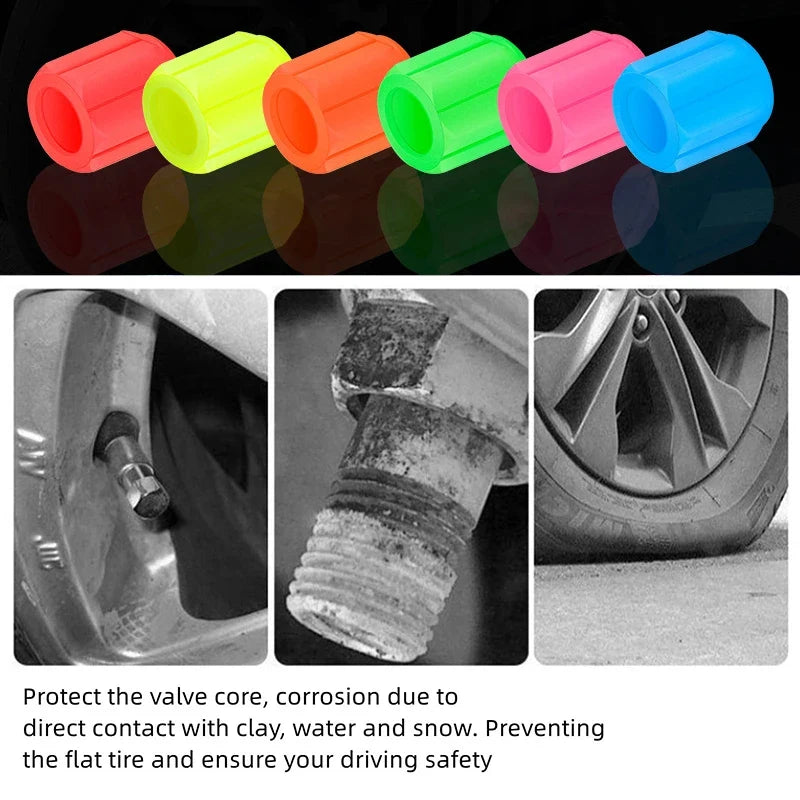 Universal Glow-in-the-Dark Tire Valve Caps