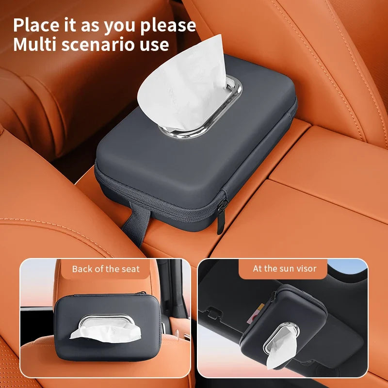Car Tissue Box Holder – Multifunctional Sun Visor & Armrest Storage