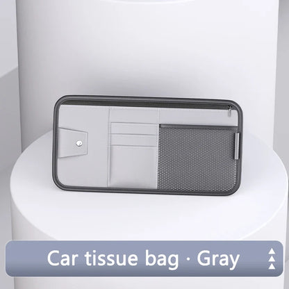 Car Sun Visor Organizer – Leather Storage Pocket for Essentials