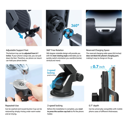 Long Arm Car Phone Mount – Suction Cup Holder